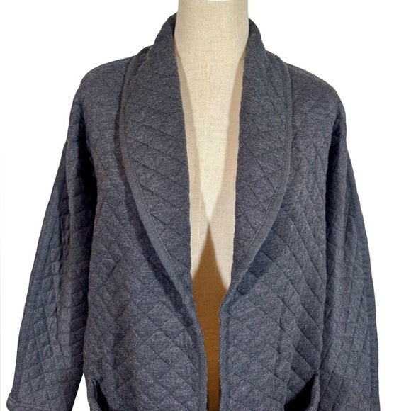 Marine Layer Corbet Coatigan Quilted Shawl Collar Coat Cardigan in Black Heather - Picture 7 of 14